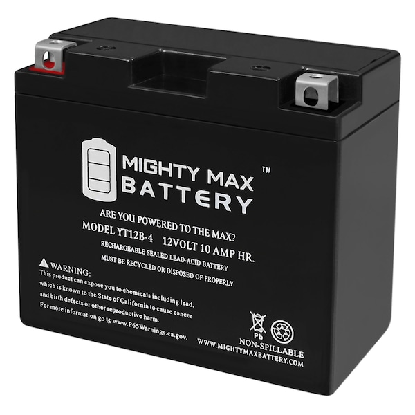 Mighty Max Battery YT12B-4 12V 10Ah SLA Replacement Battery Compatible with Power Source WP12B-4 MAX3986494 - main